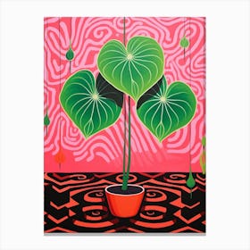 Pink And Red Plant Illustration Peperomia 4 Canvas Print