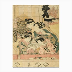 Young Women In A Theater Balcony By Utagawa Kunisada Canvas Print