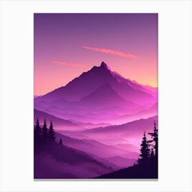 Misty Mountains Vertical Composition In Purple Tone 10 Canvas Print