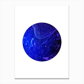 Circular Dark Blue Marble Artwork Canvas Print
