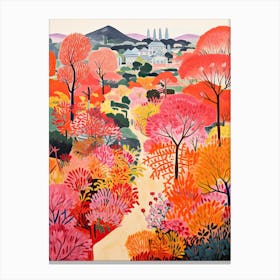 Nong Nooch Tropical Garden, Thailand In Autumn Fall Illustration 3 Canvas Print