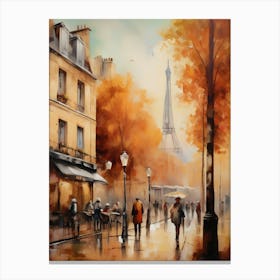 Paris city countryside, cafes, people, trees, old autumn oil paints. Faded colours.10 Canvas Print