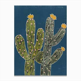 Queen Of The Night Cactus Minimalist Block Print 2 Canvas Print