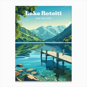 Lake Rotoiti Tasman Digital Travel Illustration Canvas Print