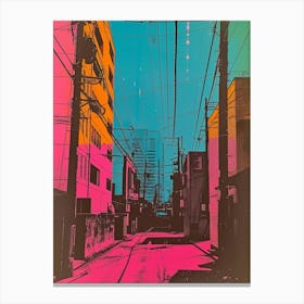 Japan Street Scene Neon Illustration Canvas Print