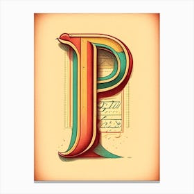 P, Letter, Alphabet Vintage Sketch 2 Canvas Print