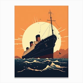 Titanic Ship Sunset Minimalist 3 Canvas Print