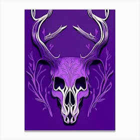 Animal Skull Purple 3 Line Drawing Canvas Print