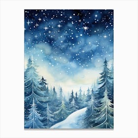 Winter Landscape Watercolor Painting 7 Canvas Print