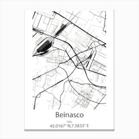 Beinasco,Italy Minimalist Map Canvas Print