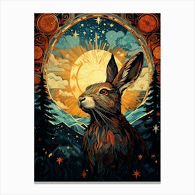 A Rabbit In The Sky With Stars Canvas Print