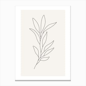 Line Drawing Of A Leaf Monoline Asthetic Mnimalist Drawing Canvas Print