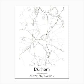 Durham,United Kingdom Minimalist Map Stampe su tela