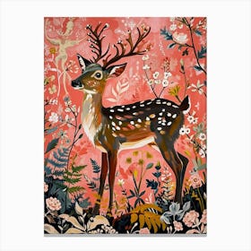 Floral Animal Painting Reindeer 2 Canvas Print