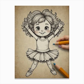 Drawing Of A Girl Canvas Print