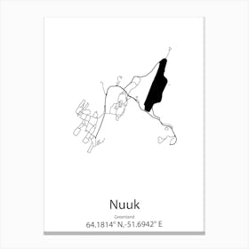 Nuuk,Greenland Minimalist Map Canvas Print