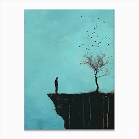 Tree On A Cliff, Minimalism Canvas Print