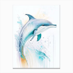 Atlantic White Sided Dolphin Storybook Watercolour  (3) Canvas Print