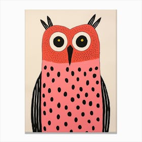 Pink Polka Dot Owl 3 Canvas Print