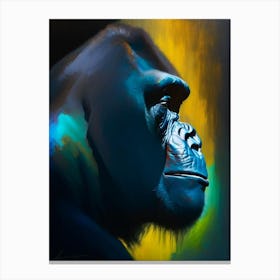 Side Profile Portrait Of A Gorilla Gorillas Bright Neon 1 Canvas Print