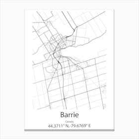 Barrie,Canada Minimalist Map Canvas Print