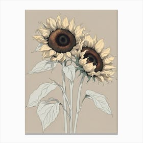 Sunflowers with Neutral Background Canvas Print