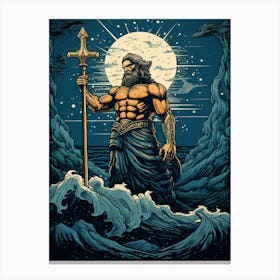  An Illustration Of The Greek God Poseidon 6 Canvas Print