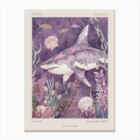 Purple Goblin Shark Illustration 1 Poster Canvas Print