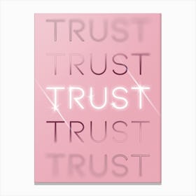 Motivational Words Trust Quintet in Pink Canvas Print