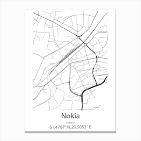 Nokia,Finland Minimalist Map Canvas Print