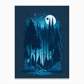 A Fantasy Forest At Night In Blue Theme 42 Canvas Print