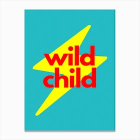 Wild Child Lightning Bolt Red Canvas Print