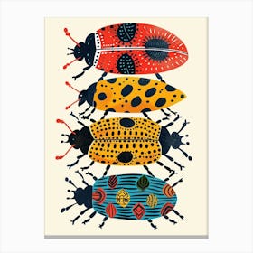 Colourful Insect Illustration Ladybug 1 Canvas Print