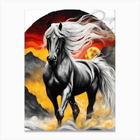 Horse Running In The Sunset Canvas Print