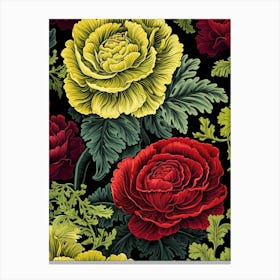 Ornamental Kale And Cabbage 2 William Morris Style Winter Florals Canvas Print