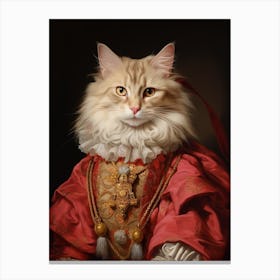 Cat In Red Medieval Clothing 1 Canvas Print