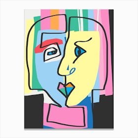 Abstract Colorful Cubism Portrait Canvas Print