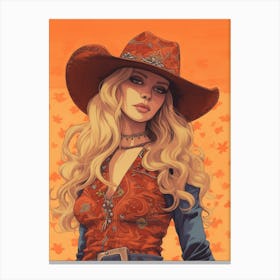 Portrait Cowgirl Illustration 2 Canvas Print