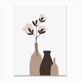 Three Vases With Flowers Canvas Print