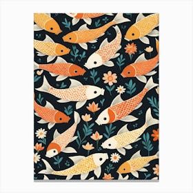 Floral Koi Fish Nursery Illustration (14) Canvas Print