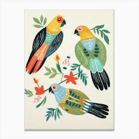 Folk Style Bird Painting Parrot 2 Canvas Print