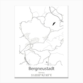 Bergneustadt,Germany Minimalist Map Canvas Print