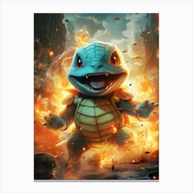 Turtle In Flames Canvas Print