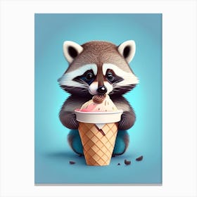 Raccoon Eating Ice Cream Canvas Print