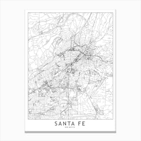 Santa Fe White Map Canvas Print