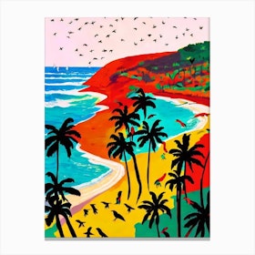 Anjuna Beach 2, Goa, India Hockney Style Canvas Print