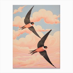 Vintage Japanese Inspired Bird Print Barn Swallow 2 Canvas Print