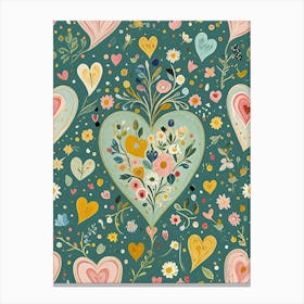 Hearts And Flowers Canvas Print