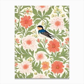 Swallow William Morris Style Bird Canvas Print