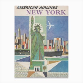 American Airlines New York 1960s Vintage Poster Canvas Print